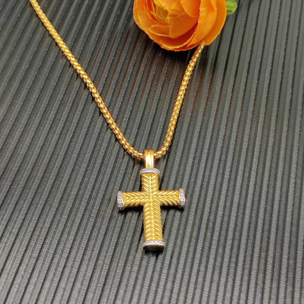 David Yurman Gold Diamond Double-Twisted Cross Necklace